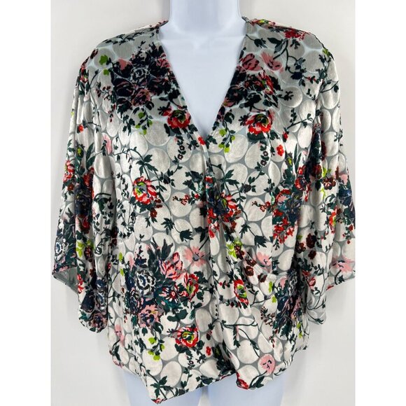 Anthropologie Maeve Size XS Floral Print Umi Wrap Top Silk Blend Blouse - Picture 8 of 10